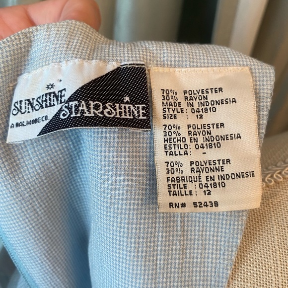 ❌SOLD❌ 💒 VTG SUNSHINE STARSHINE 90’S BLUE GINGHAM DRESS SIZE 12 - Picture 5 of 7